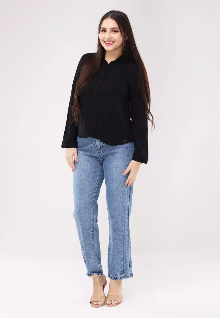 Single Twill Woven Long Sleeves Blouse