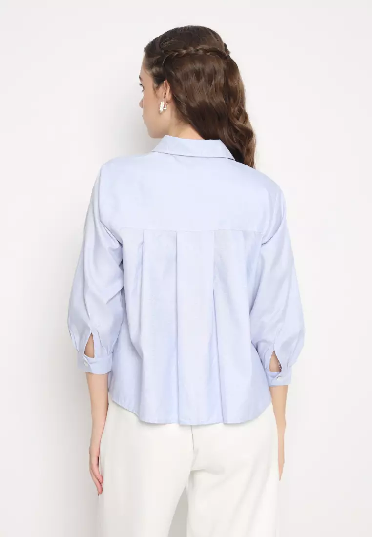 Jual Brilliant Girl Casual Crop Top Ruffle Blue By Brilliant Girl Warna ...