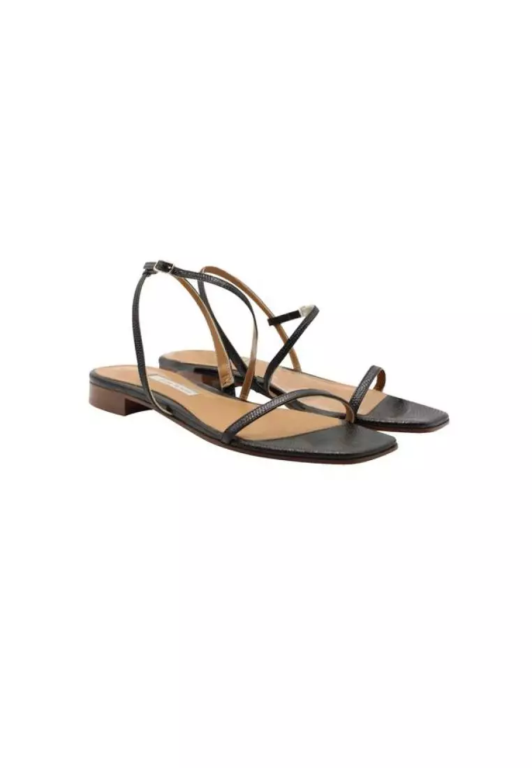 Designer black hot sale flat sandals