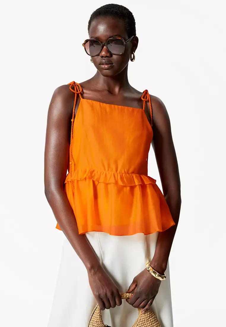 Peplum-Frill Strap Top