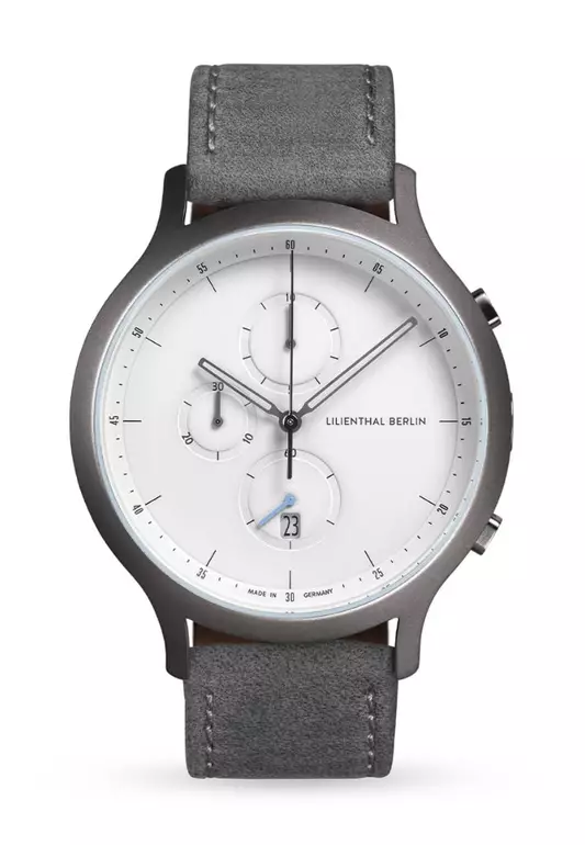 Chronograph Dark Silver White - Leather Strap
