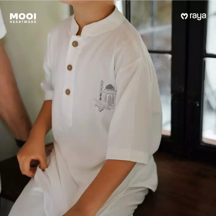 Mooi Adam Koko Set Setelan Koko Anak Raya Collection V1 - White