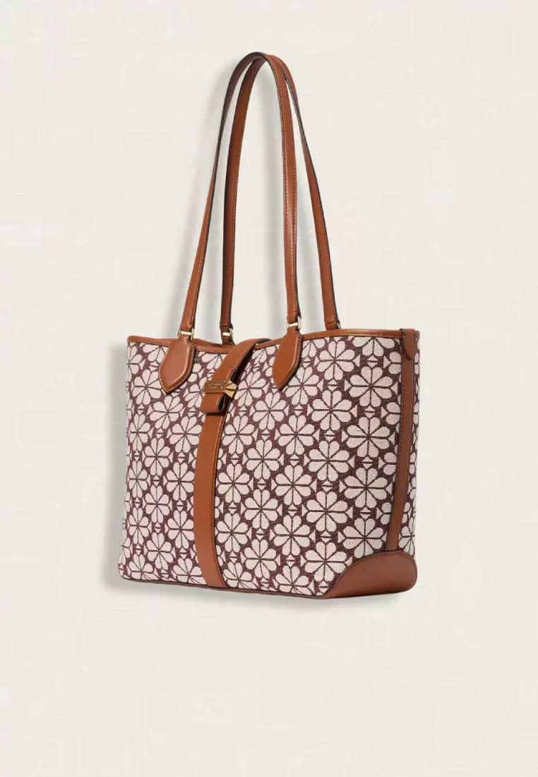 Kate Spade Spade Flower Jacquard Medium Open Tote Burgundy Multi