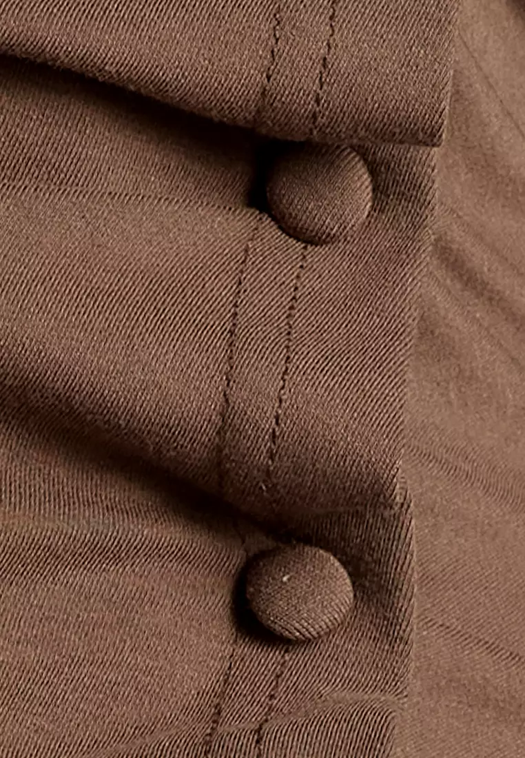 Asymmetric Neckline Jersey Top With Button