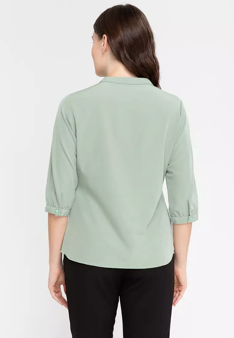 Lars Mandarin Collar 3/4 Sleeve Top