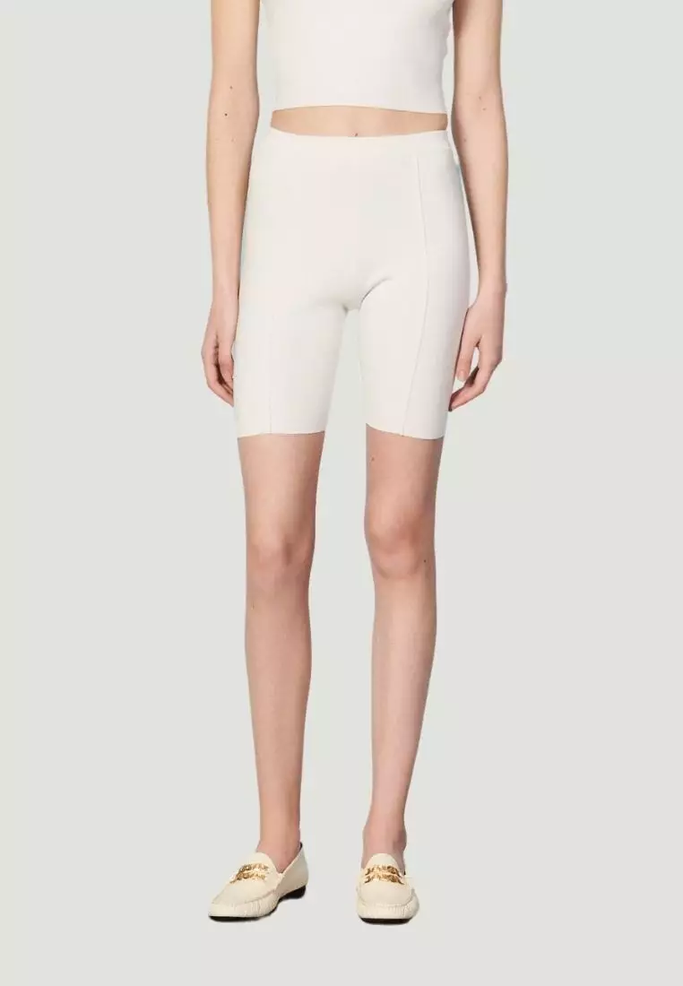 White high cheap waisted biker shorts