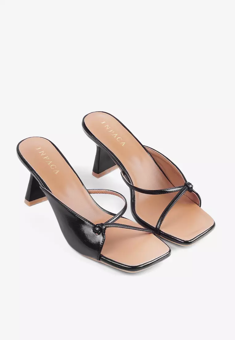 Eleanor Block Heel Sandals Square Toe Slim Minimalist Strap