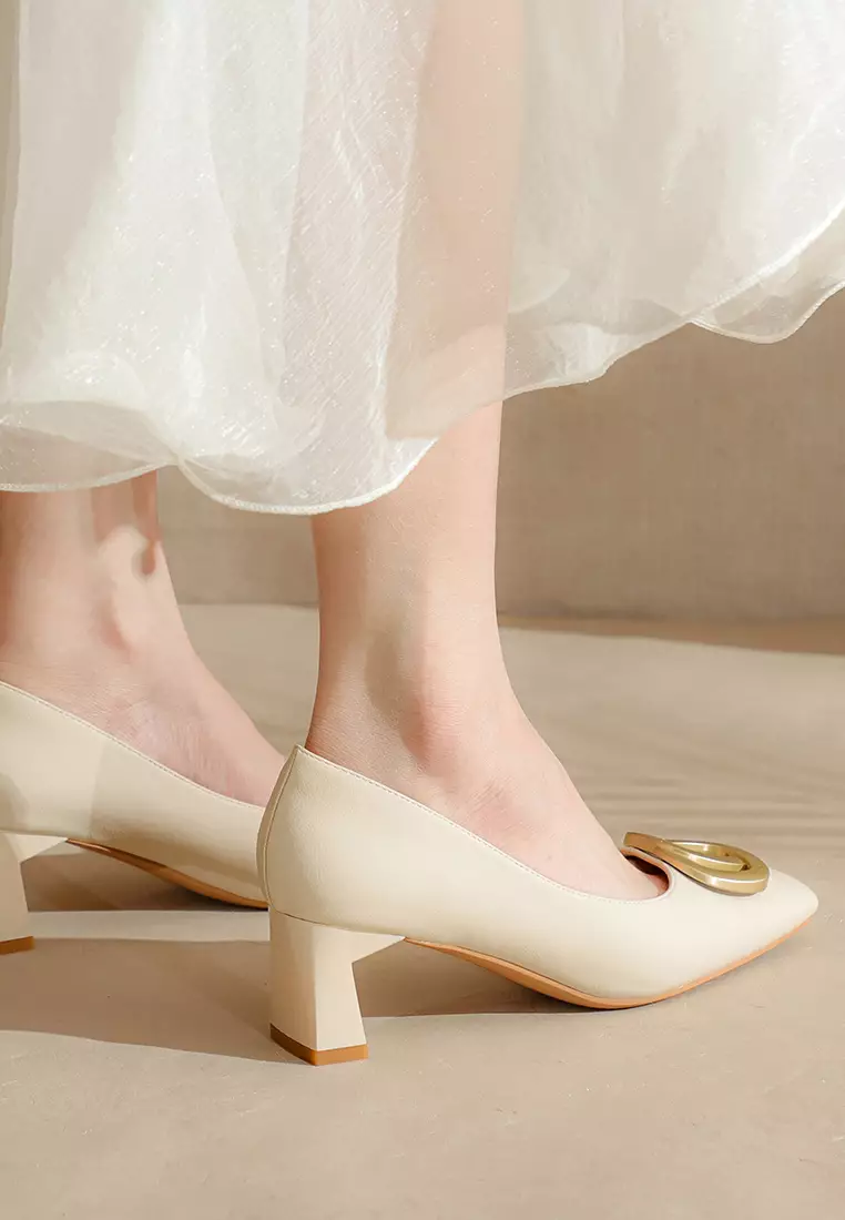 5CM Metal Buckle Microfiber Leather Pumps BY2355-18