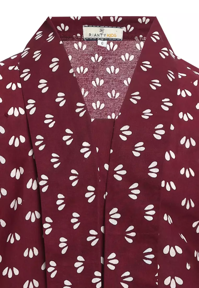 One Set Baju Anak Perempuan Kebaya Atasan dan Bawahan Rok Kids Rose Red V