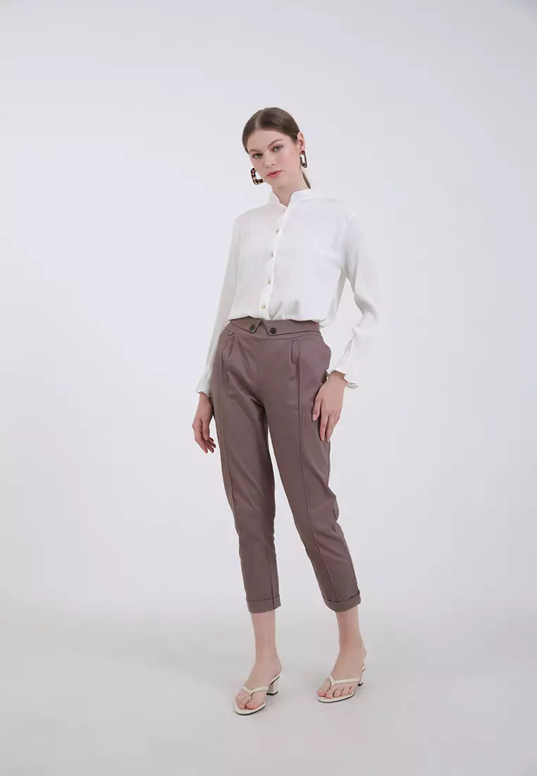 Sophie Maria Collar Pants Dark Brown