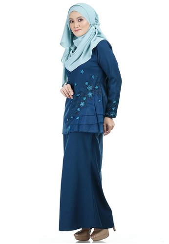 Buy Calyta Kurung with Asymmetry Layered Frill from Ashura in Blue only 230