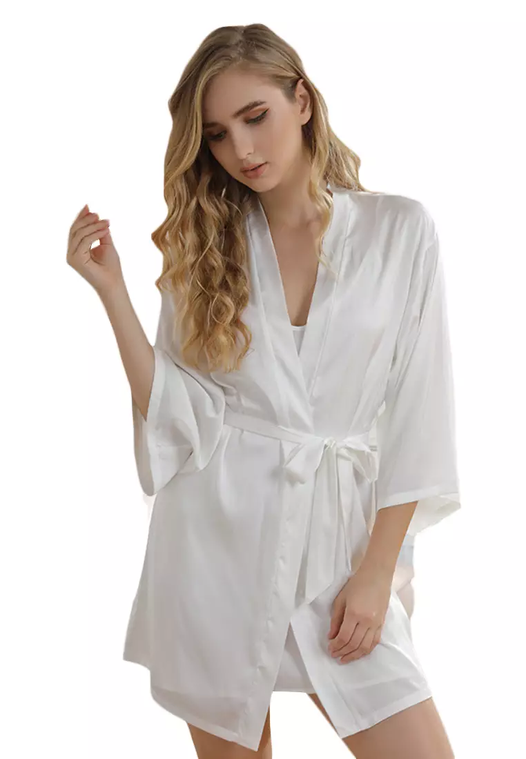 Buy LYCKA LND1042-Lady Sexy Robe and Inner Lingerie Sets-White 2024 ...