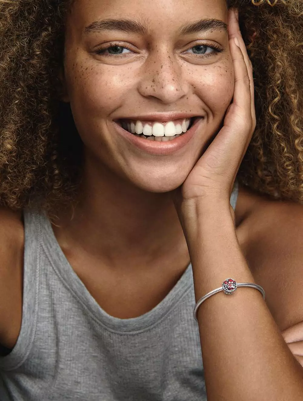 Marvel Spider-Man sterling silver charm with black and transparent red enamel