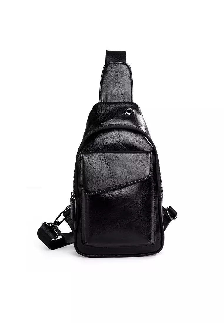 Buy Lara Men s Zipper Crossbody Messenger Chest Bag Black 2024