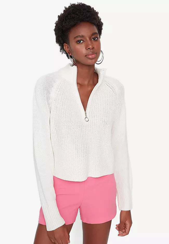 White knitted high hot sale neck jumper