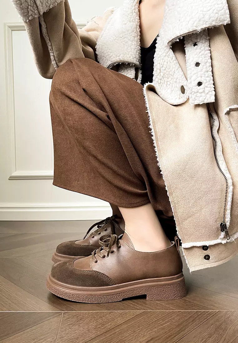 Suede Patchwork Derby Shoes WW688-3