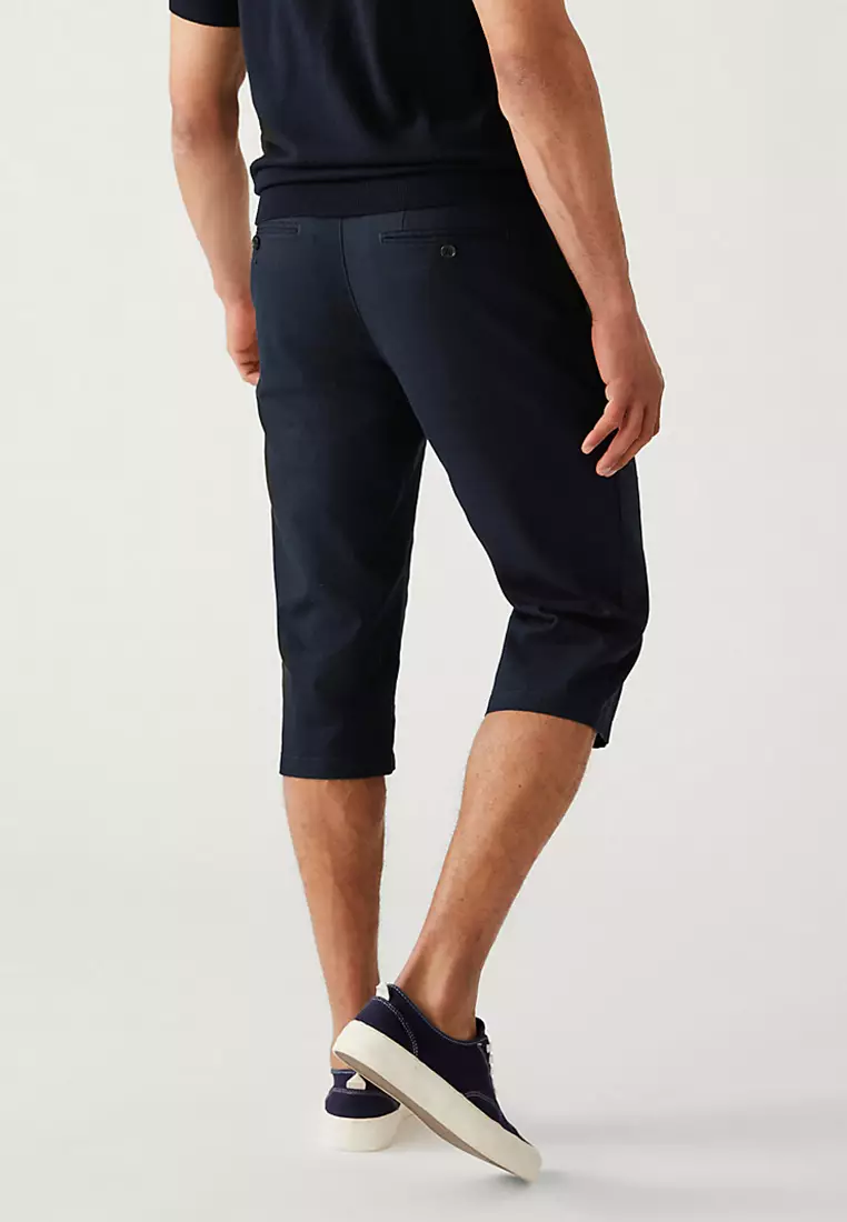 Linen Blend 3/4 Leg Shorts