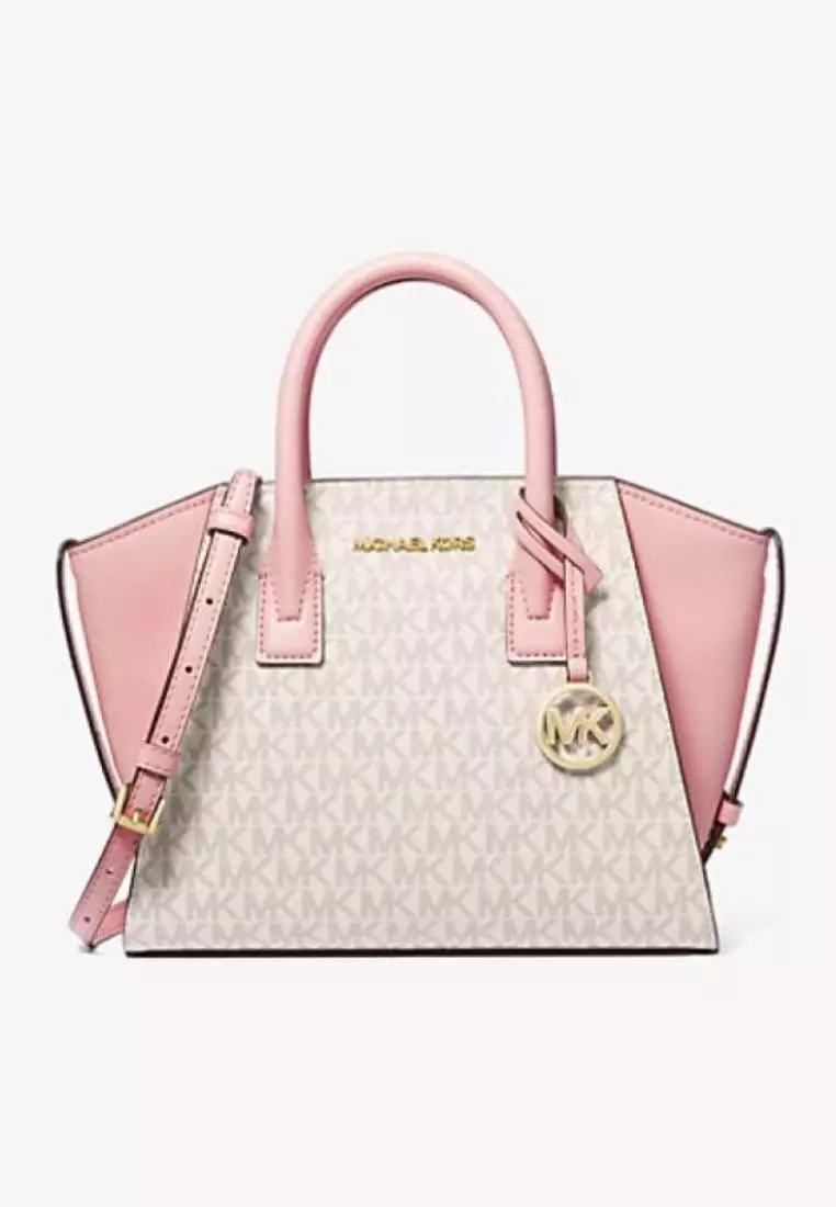 Michael Kors Avril Small Logo Top-Zip Satchel Powder Blush Multi