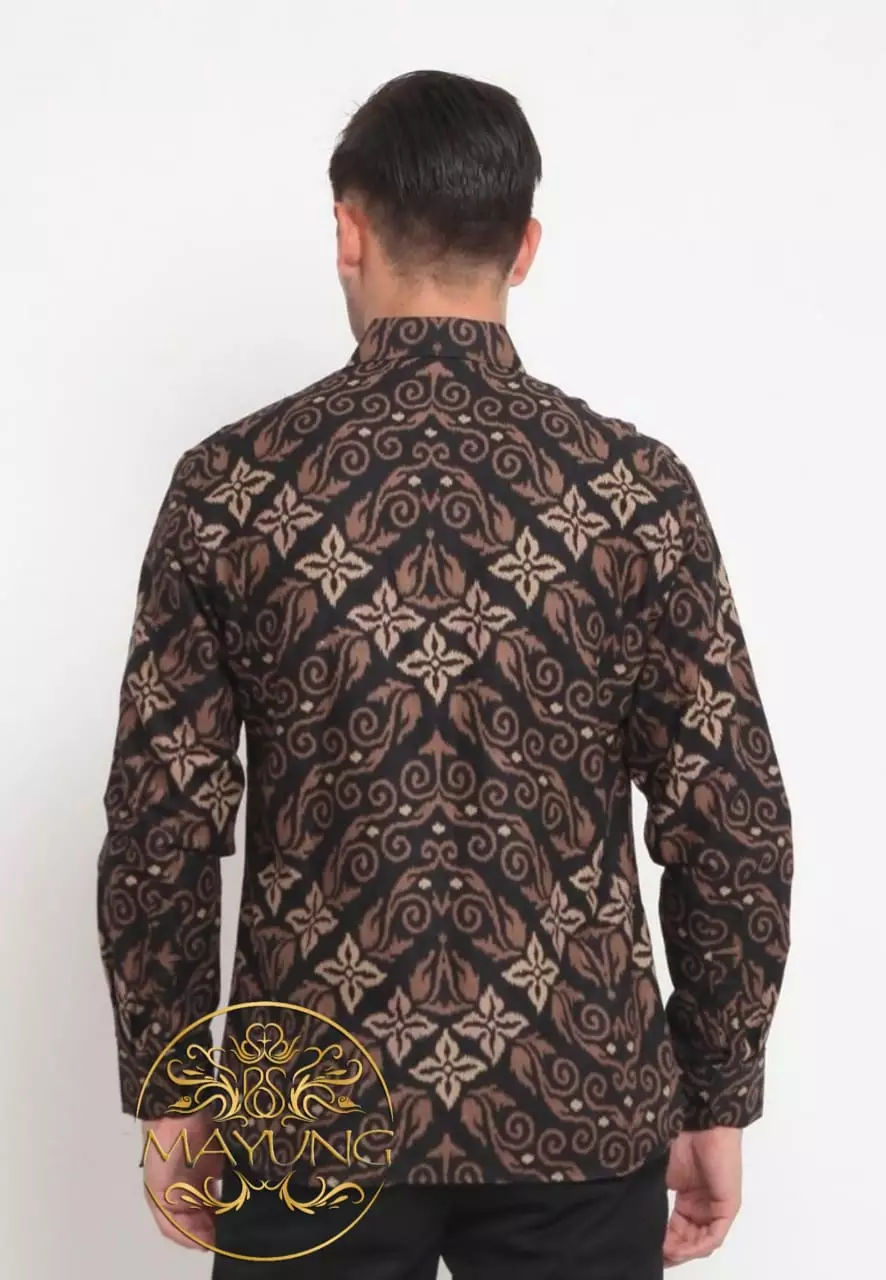 Songket Abu Kemeja Batik Pria Premium Slimfit Modern Lengan Panjang