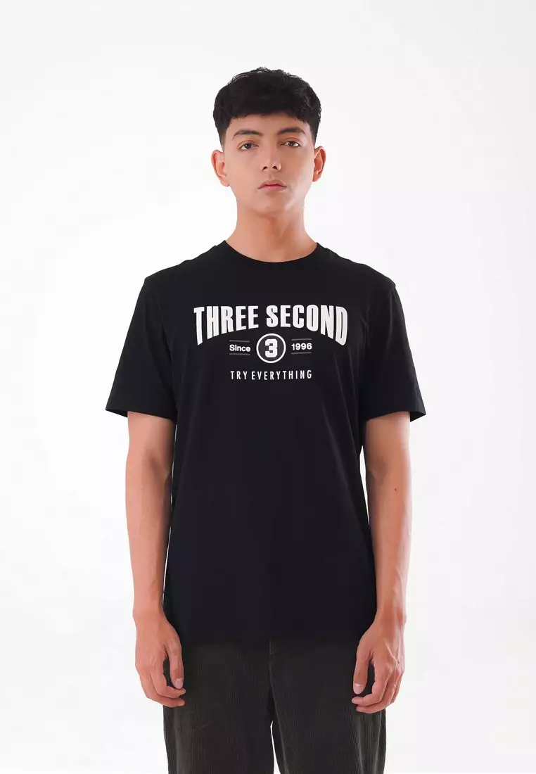 3Second Men's T-Shirt Short Sleeve Davinci Cotton Lightweight 1996 Script C390324