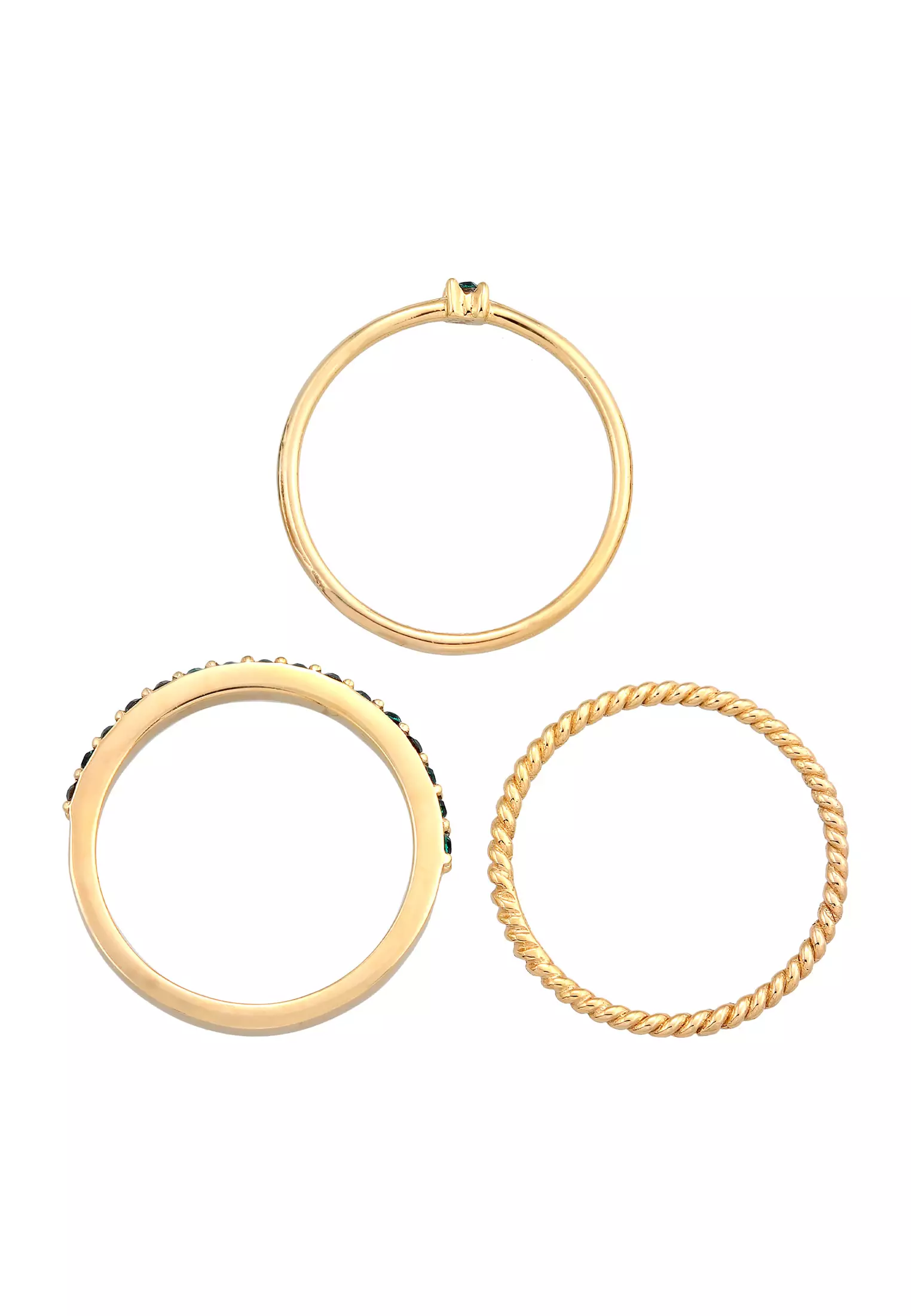 Ring Solitaire Memoire Set Glass Crystals Gold Plated