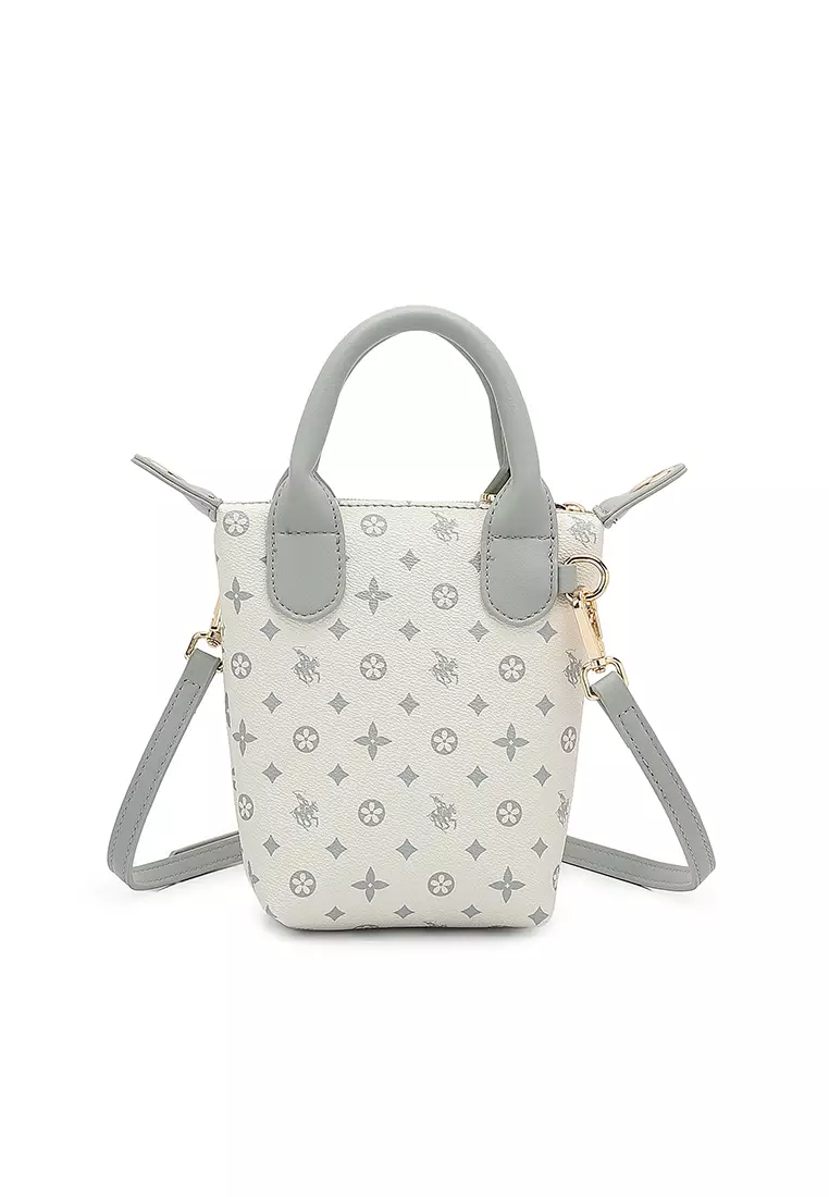 Women's Monogram Top Handle Bag / Sling Bag / Crossbody Bag - Grey