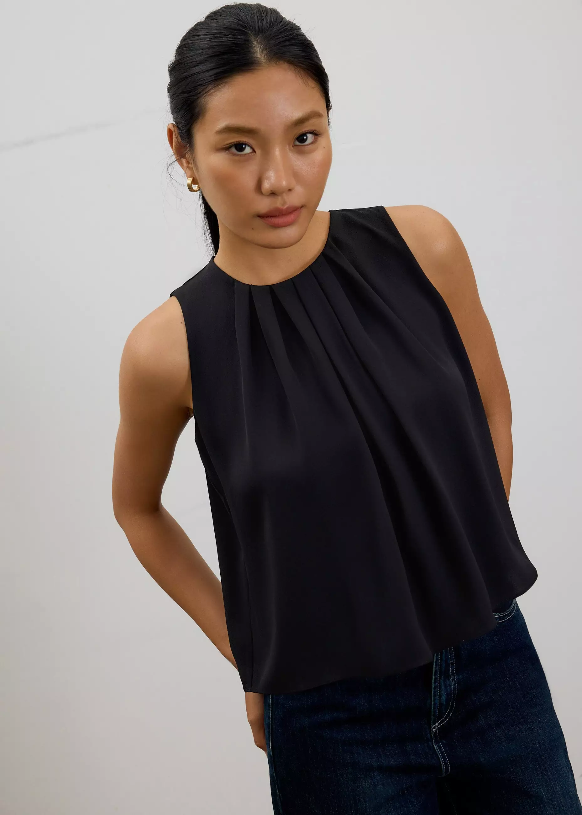 Atasan Wanita - Amy Satin Pleated Top