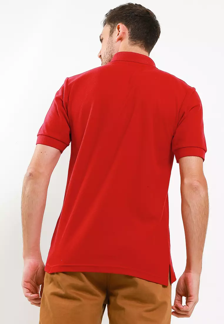Ossu Polo Shirt Red Basic Logo Embroidery Luxury Cotton
