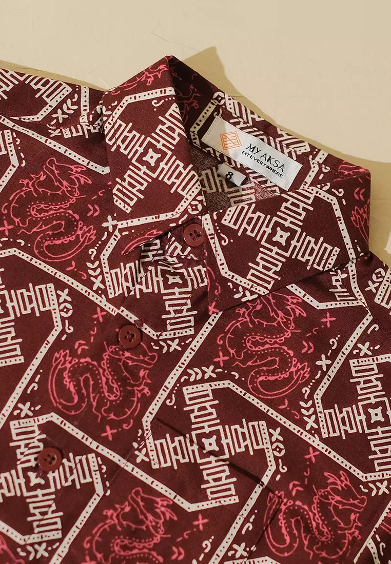 My Aksa Batik Anak Kemeja Pendek Naga Cita Red