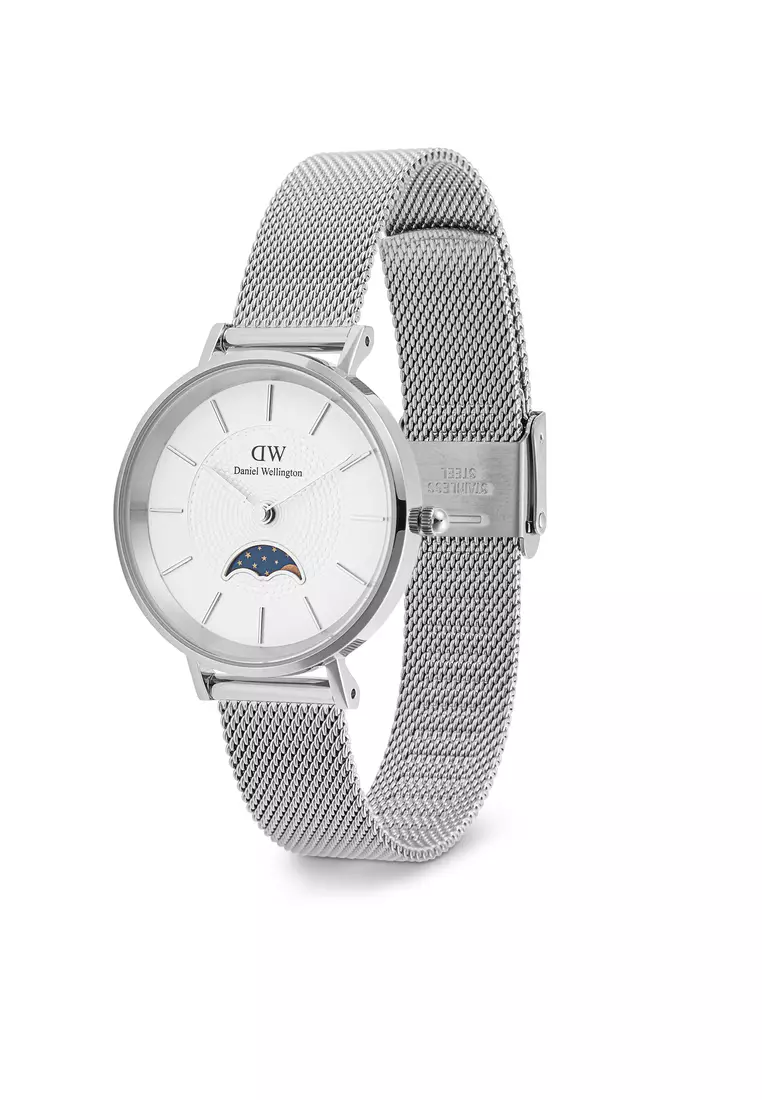 Petite Lune 32mm Sterling Silver White - Moonphase Dial - Women Watch stainless steel moonhphase watch DW Official Authentic Original jam tanggan perempuan DW jam tangan