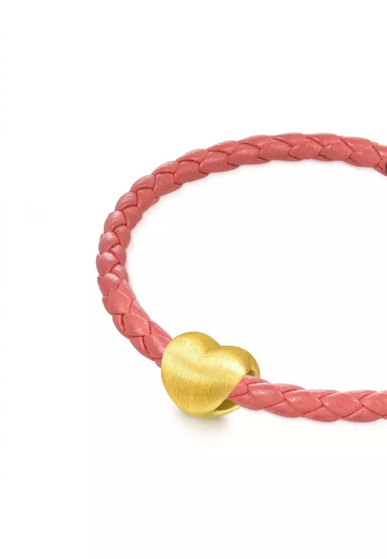 999 24K Solid Gold Love Heart Shaped Charm 81322C (Bracelet not included)