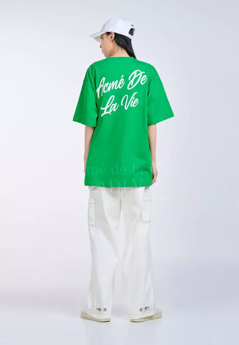 Script Logo Printing Short Sleeve T-Shirt Green