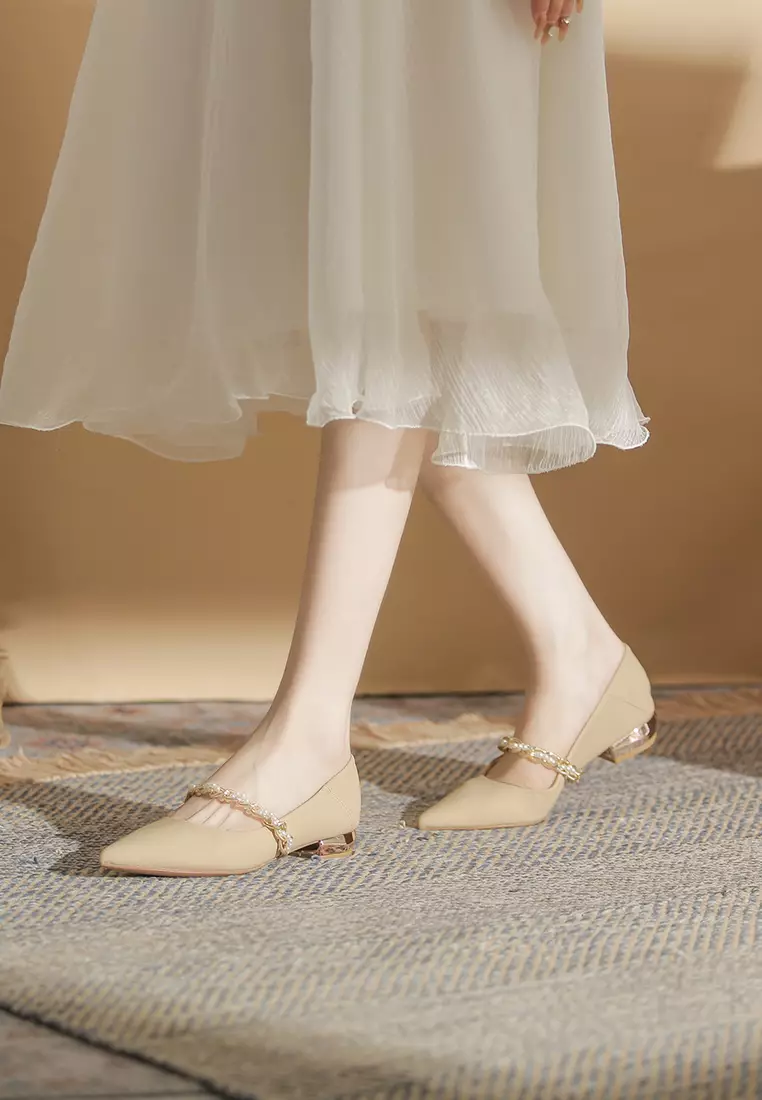 2.5CM Pearl Chain Strap Mary Jane Shoes IF2218