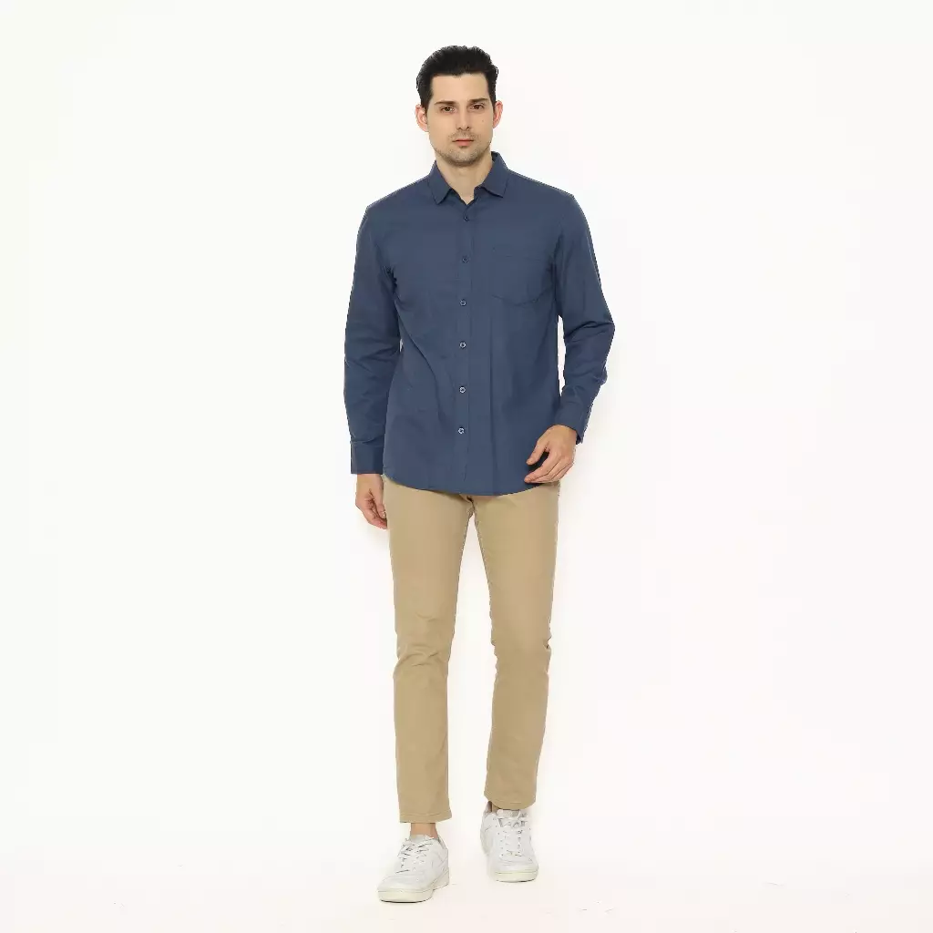 AMK Kemeja Pria Lengan Panjang SHS Benjamin L/s Navy Blue
