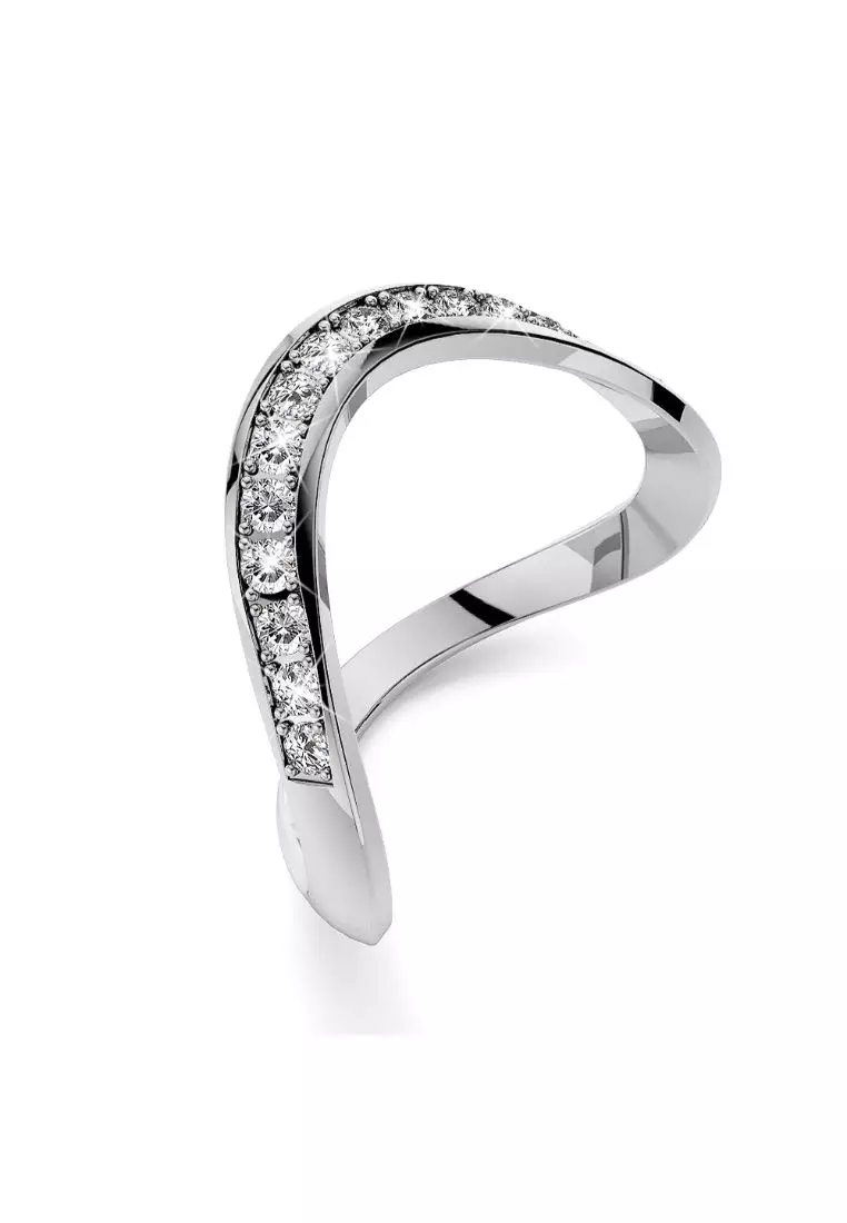 Contortion Ring in White Gold Embellished with Swarovski crystals