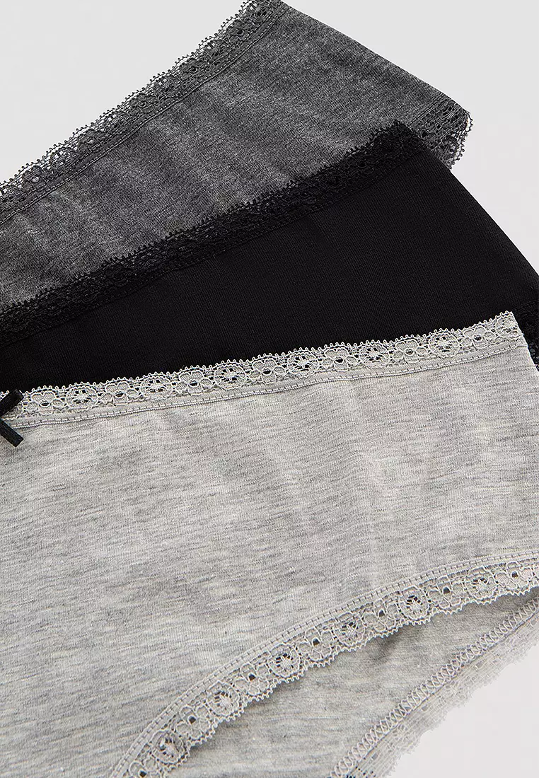 Daily Lace Cotton 3-Piece Hipster Panties
