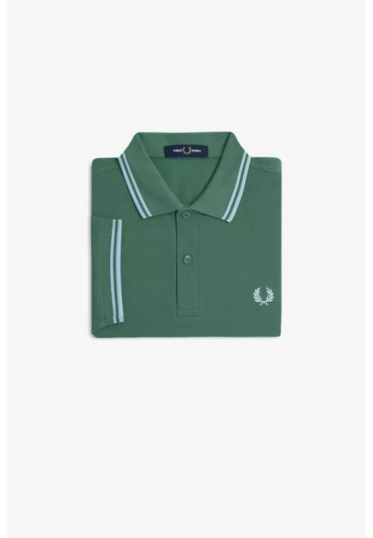 Fred Perry M3600 Twin Tipped Fred Perry Shirt (Sport Green / Track Blue / Track Blue)