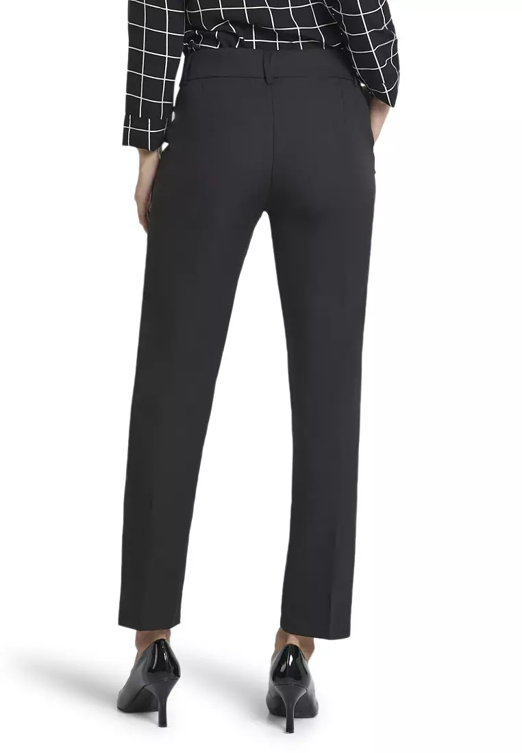 Fitzgerald Celana Kerja Motif Solid Trousers Bawahan Wanita Formal - Hitam
