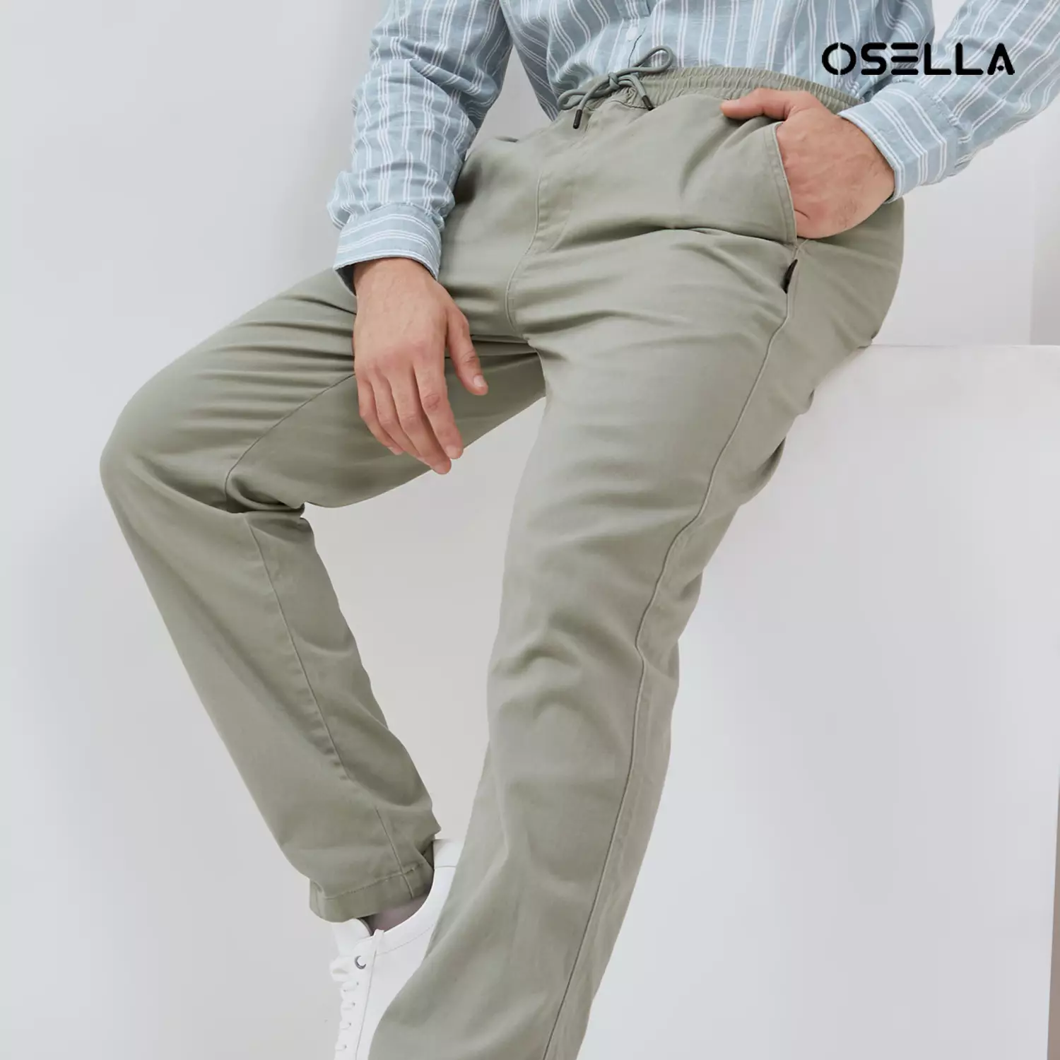 [NEW] Osella Smith Drawstring Chinos Pants  Light Green 208P5002 | Celana Chinos Panjang Pria Casual