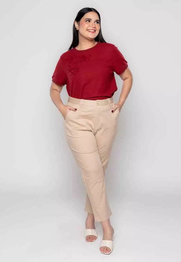 Milly Plus Size Melyna Slim Casual Pants with Belt Loop Detail