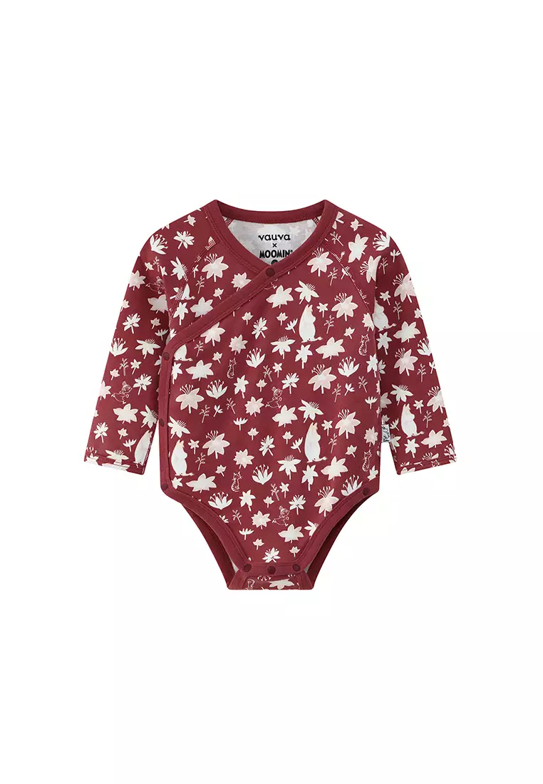 Vauva x Moomin FW23 - Baby Girls Moomin All Over Print Cotton Long Sleeve Bodysuit (Red)