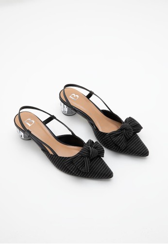 Jual Berrybenka Label Tiara Bow Chunky Heels Black Original ...