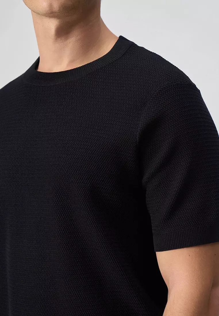Textured Crew Neck T-Shirt