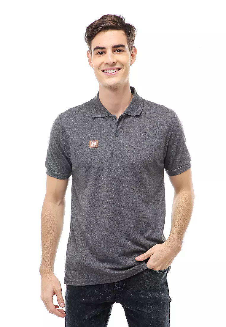 Jack Atasan Formal Pria T-Shirt Kaos Polo Polos Lengan Pendek Material Cotton ORIGINAL - Dark Gray