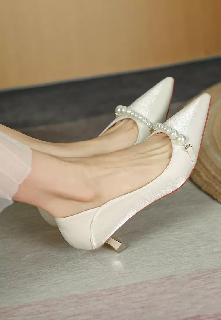 5CM Pearl Chain Synthetic Leather Pumps 2046-9