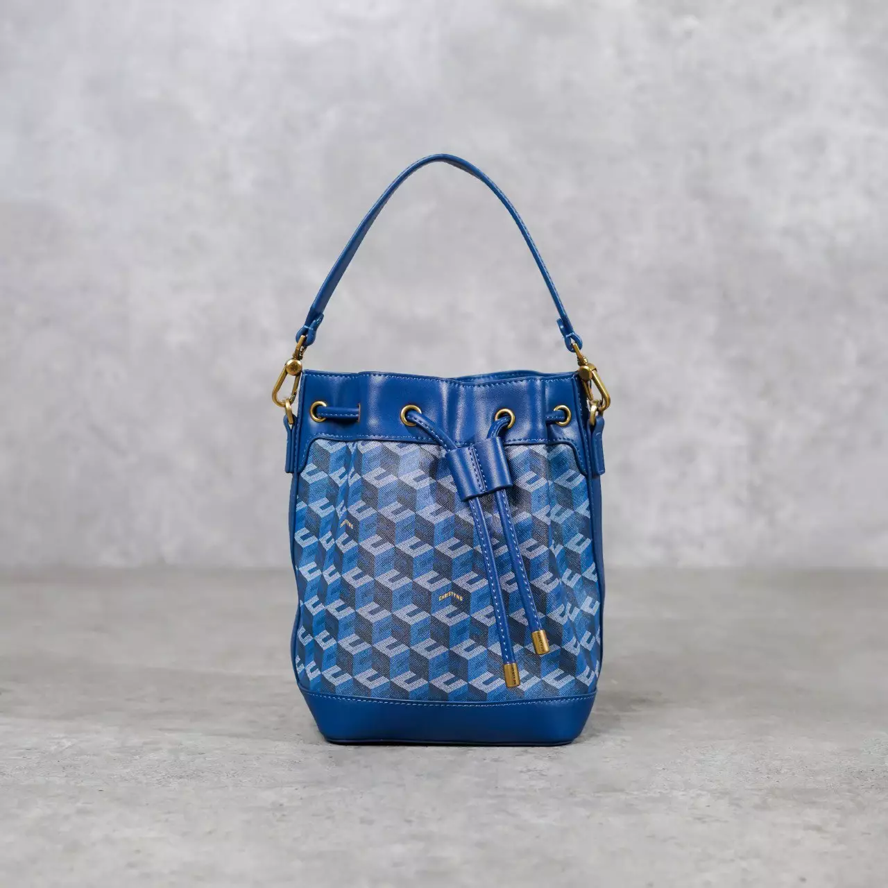 Tas CHRISTY NG MONOGRAM PATTERN BLUE BUCKET BAG 100% ORIGINAL