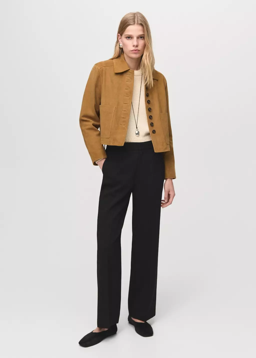 Celana panjang high-waist potongan lurus
