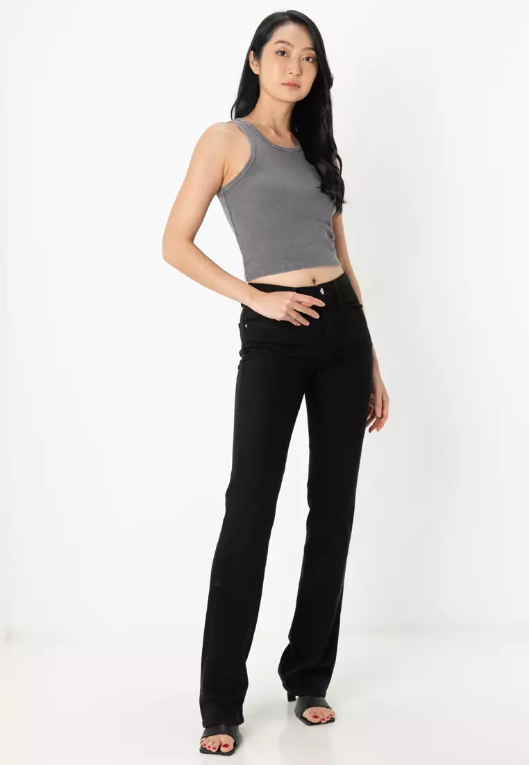 Velma Rib Acid Wash Crop Tank Top