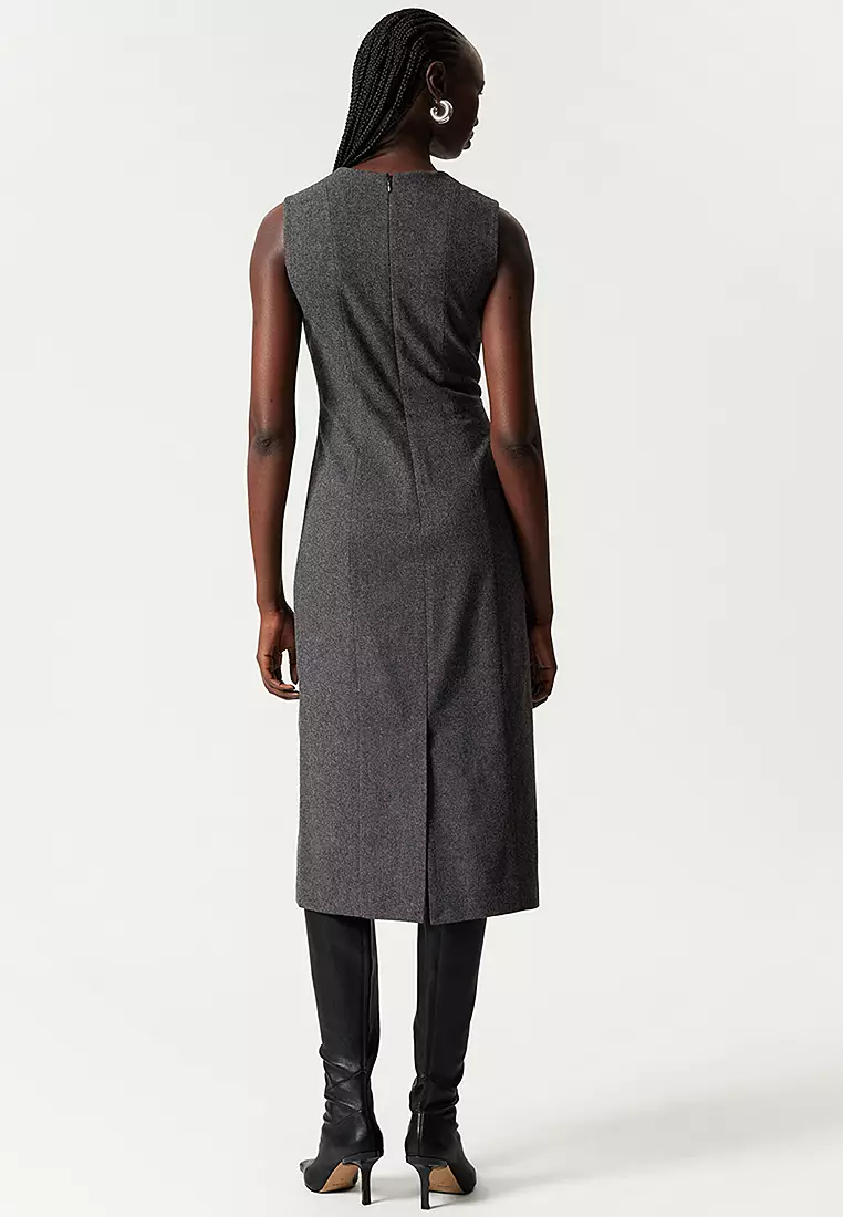 Sleeveless Wool Midi Dress