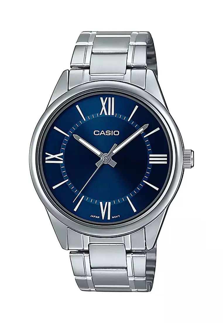 Casio Jam Tangan Pria - Silver Blue - Stainless Steel - MTP-V005D-2B5UDF